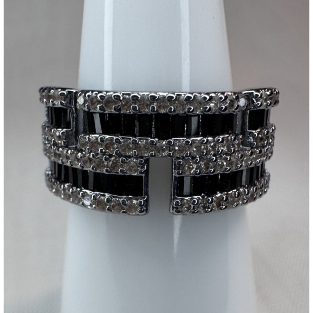 Bomb Party Ring Size 7 - RG79649 "Sun-Kissed Glow" Black Onyx CZ on Hematite